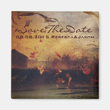 reserva rústica del boda del país del vintage la f imán de frigorífico
