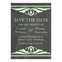 Reserva verde de la pizarra de Deco que la fecha i Invitaciones Personales