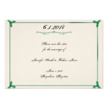 Reserva verde del boda del muérdago del blanco pur comunicado personalizado