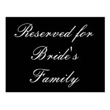 Reservado para la familia de la novia postal
