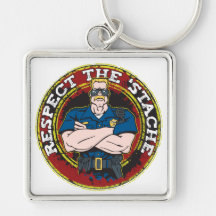 Respete 'al oficial de policía de Stache Llavero Personalizado