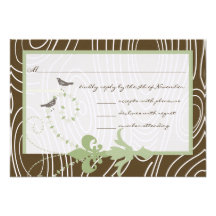Respuesta de madera verde del pájaro del grano de  invitaciones personales 