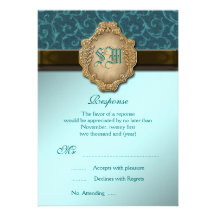 RESPUESTA del boda del cordón del oro del marrón a Invitación