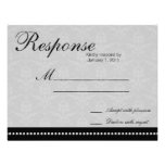 Respuesta elegante gris RSVP del boda del damasco Comunicado Personal