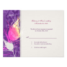 Respuesta púrpura elegante del boda del pavo real  comunicados personalizados