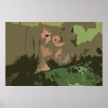 Retrato de Deco del hipopótamo Posters