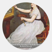 Retrato de Eva Gonzales en el estudio Manet Etiqueta Redonda