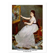 Retrato de Eva Gonzales en el estudio Manet Tarjetas Postales