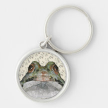 Retrato de Froggie: Antecedentes florales del vint Llaveros Personalizados