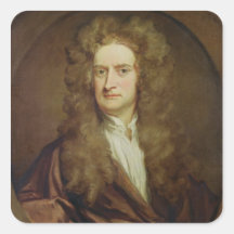 Retrato de Isaac Newton 1702 Pegatina Cuadradas Personalizada