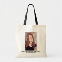Retrato de Jeanne Hébuterne [cabeza en perfil]. , Bolsas Lienzo