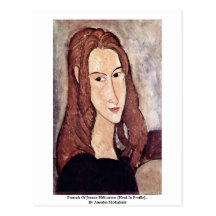 Retrato de Jeanne Hébuterne [cabeza en perfil]. , Tarjetas Postales
