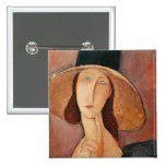 Retrato de Jeanne Hebuterne en un gorra grande Pins
