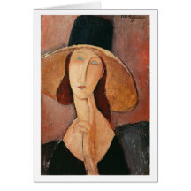 Retrato de Jeanne Hebuterne en un gorra grande Felicitación