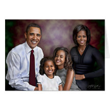 Retrato de la familia de Obama Tarjeton
