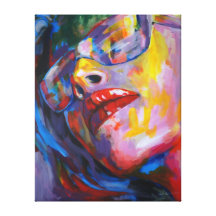 retrato de la mujer con la lente impresión en lona