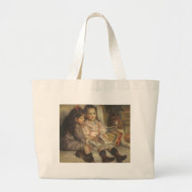 Retrato de niños, impresionismo del vintage de Ren Bolsas De Mano