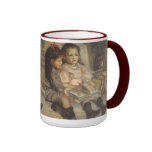 Retrato de niños, impresionismo del vintage de Ren Tazas De Café
