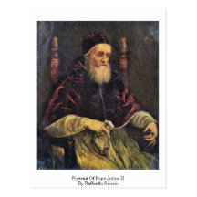 Retrato de papa Julio Ii de Raffaello Sanzio Postal