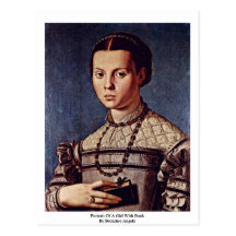 Retrato de un chica con el libro de Bronzino Ángel Tarjetas Postales