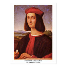 Retrato de un hombre joven de Raffaello Sanzio Tarjetas Postales