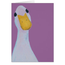 Retrato de un pato; Fondo púrpura Felicitacion