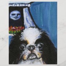 Retrato de una barbilla japonesa negra tarjeton