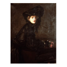 Retrato de una mujer en negro de sir Juan Lavery Tarjeta Postal