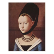 Retrato de una postal de la chica joven