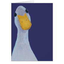 Retrato de una tarjeta del pato; Fondo azul marino