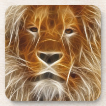 Retrato del león que brilla intensamente posavasos