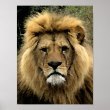 Retrato del Watercolour del león - lona Posters