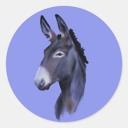 Retrato gigantesco negro del burro etiquetas redondas