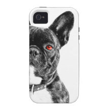 Retrato observado rubí del dogo francés Case-Mate iPhone 4 funda