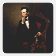 Retrato oficial de la Casa Blanca de Abraham Linco Calcomanía Cuadradas