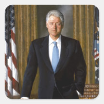 Retrato oficial de la Casa Blanca de Bill Clinton Pegatinas Cuadradas