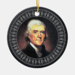 Retrato y cita de Thomas Jefferson - de doble cara Adornos De Navidad