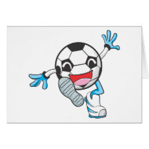 Retroceso con el pie feliz del jugador de fútbol felicitaciones