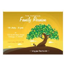Reunión de familia (naranja) invitación personalizada