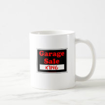 Rey de la venta de garaje tazas de café