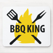Rey del Bbq con el icono de la llama Tapete De Ratones