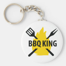 Rey del Bbq con el icono de la llama Llavero