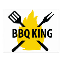 Rey del Bbq con el icono de la llama Postal