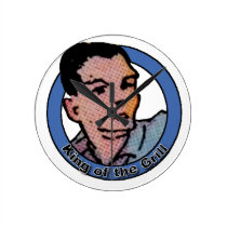 Rey del dibujo animado del vintage de la parrilla reloj de pared