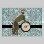 Rey Julian Damask Monogram Notecard tarjetas