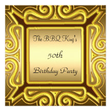 Rey Popular Elegant Gold Invitation del Bbq Invitaciones Personalizada