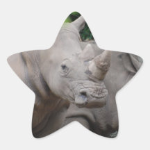 Rinoceronte amistoso calcomanía forma de estrella