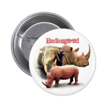 Rinoceronte el botón en peligro de la especie pins