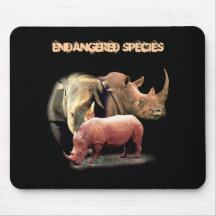 Rinoceronte la especie en peligro Mousepad Alfombrilla De Ratones
