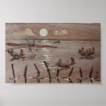 Río de la travesía en los barcos poster